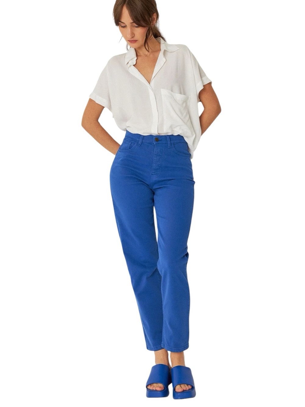 NWT SKFK Skunkfunk Ania Indigo Blue Button Fly Ankle Jeans Size 6